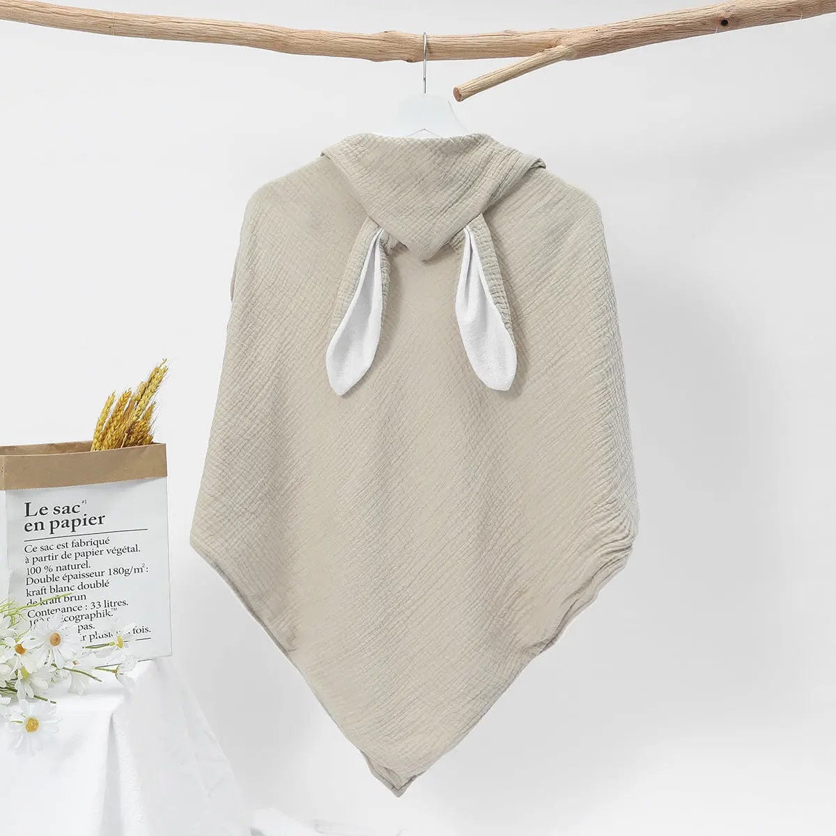 Peignoir en gaze de coton oreilles de lapin